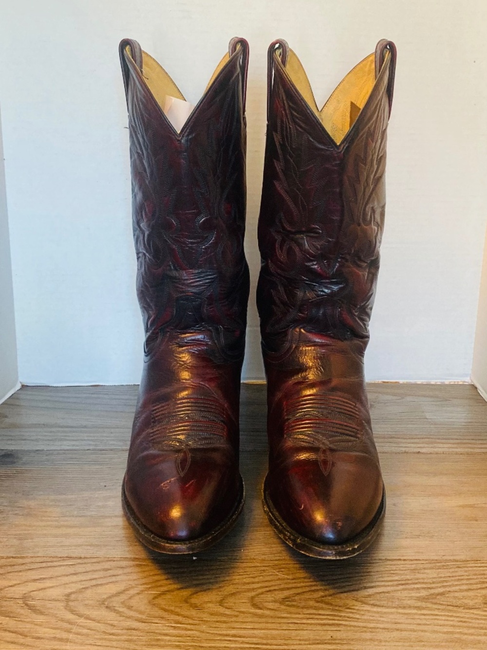 Dan Post Milwaukee Men Black Cherry Leather Tall Western Boots, 11 D.